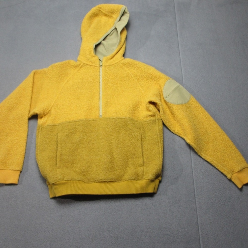 Outdoor Voices Hoodie Womens Small Yellow Wool Blend Mega Fleece 1/4 Zip Outdoor